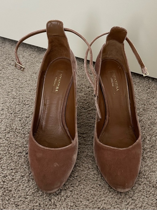 Aquazzura Shoes - Aquazzura Brown Suede Ankle-Tie Pumps